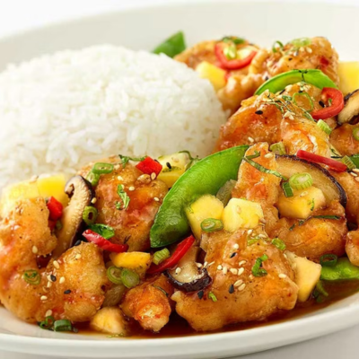 Crispy Pineapple Chicken and Shrimp