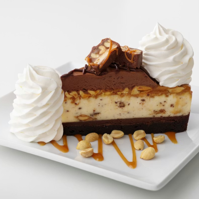 Chocolate Caramelicious Cheesecake Made with Snickers