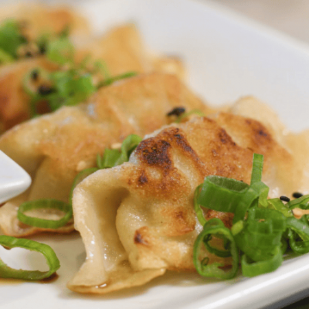 Pan Fried Shrimp & Chicken Longaniza Dumplings