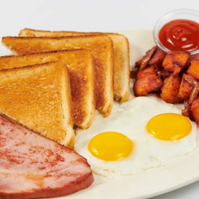 Farm Fresh Eggs with Grilled Ham