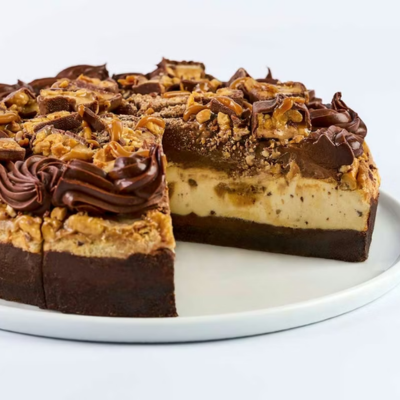 10-Inch Chocolate Caramelicious Cheesecake Made with Snickers