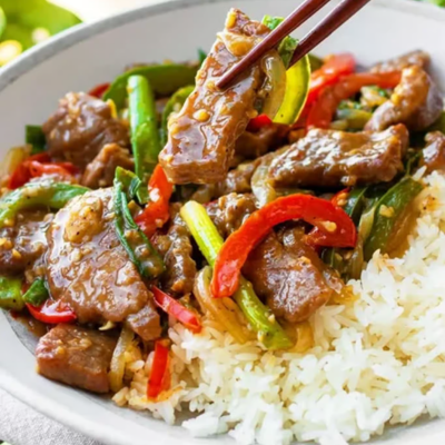 Mongolian beef with white rice