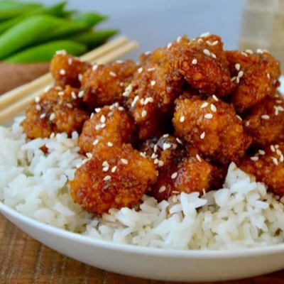 Sesames chicken with white rice